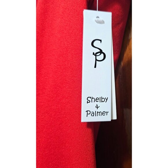 Shelby & Palmer Women's Red Ruffle Sleeve Draped Dress 16W - Picture 3 of 9